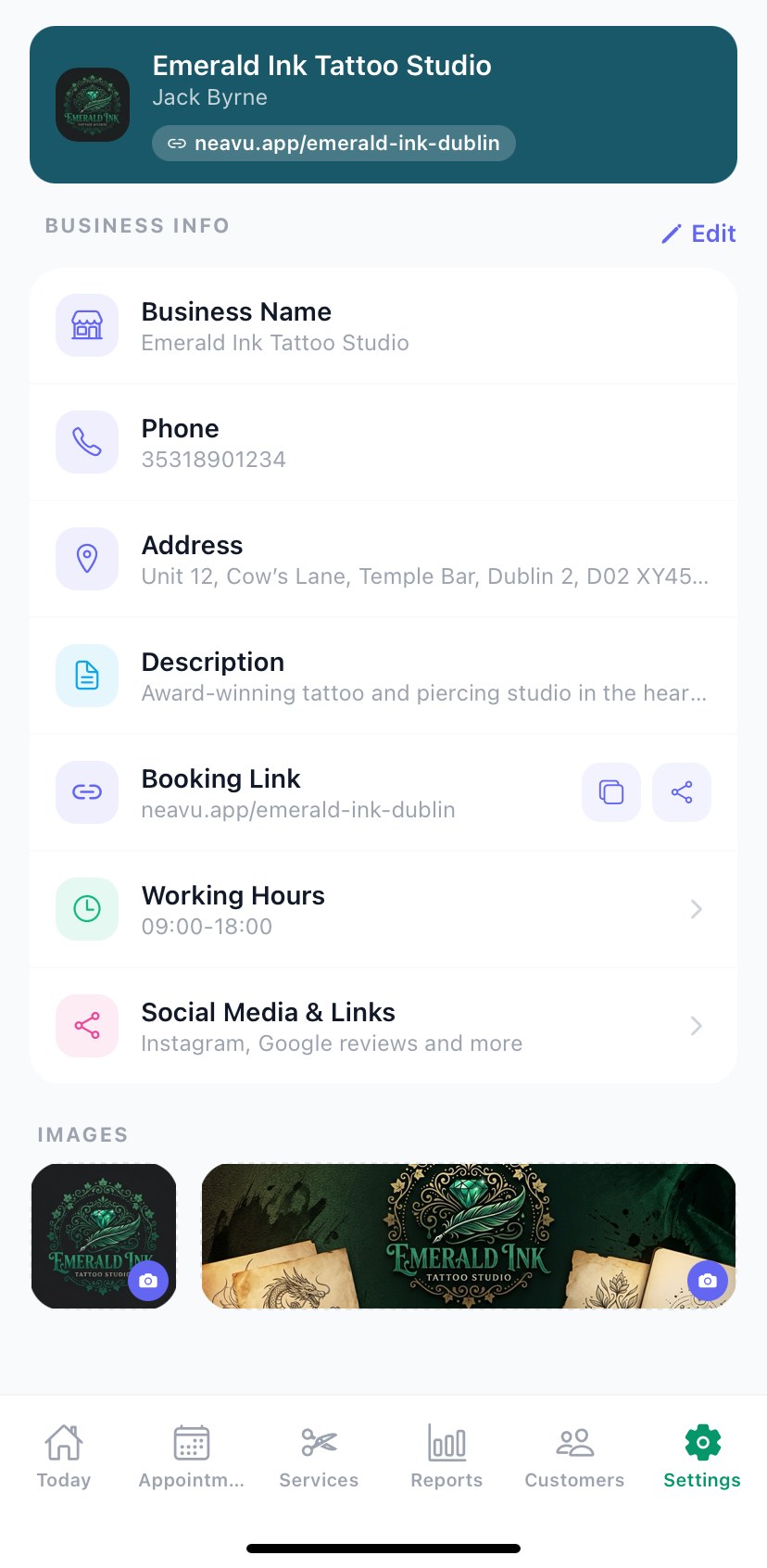 Booking page preview